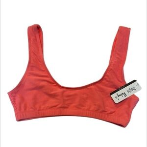 Dippin' Daisy's coral ribbed bikini swim top size large NWT